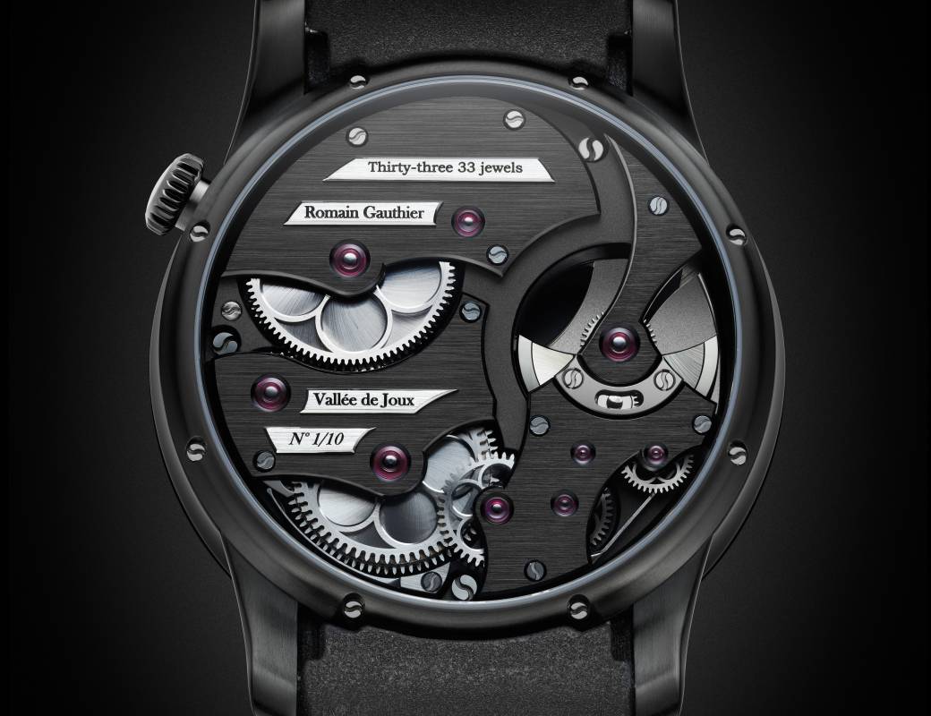 Romain Gauthier Insight Micro-Rotor Black Titanium white enamel dial rubber strap 2