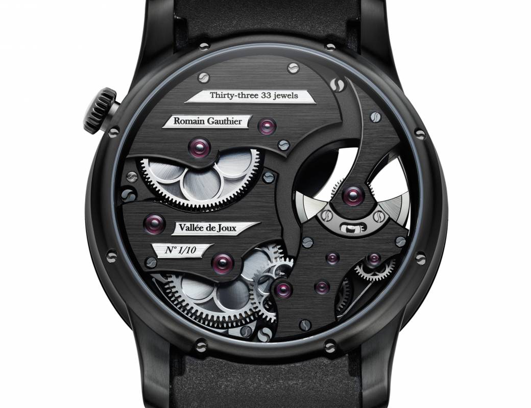 Romain Gauthier Insight Micro-Rotor Black Titanium white enamel dial rubber strap 4