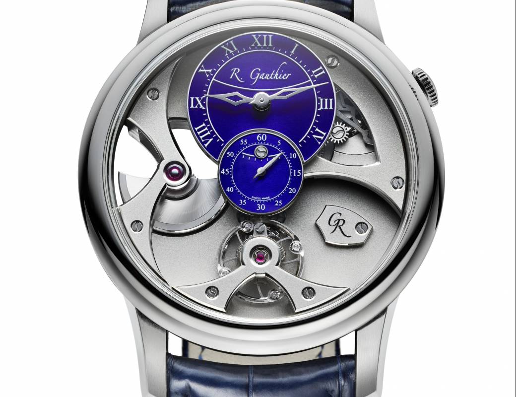 Romain Gauthier Insight Micro-Rotor platinum blue enamel dial 3