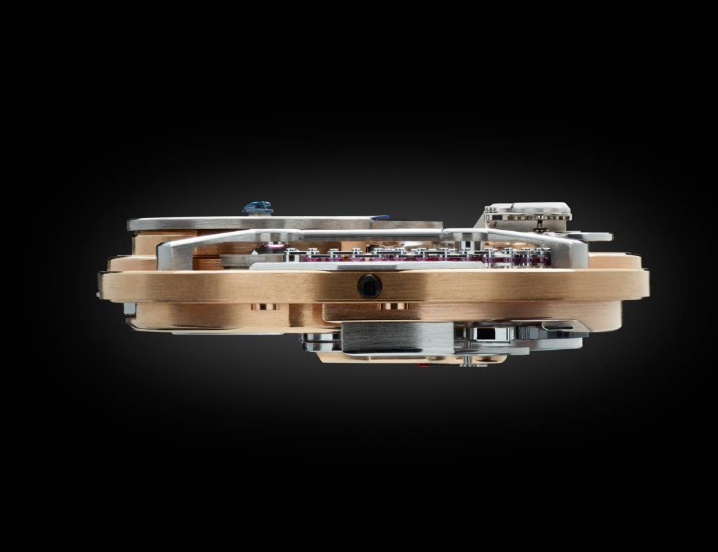 Romain Gauthier Logical One white gold white enamel dial movement close-up 2