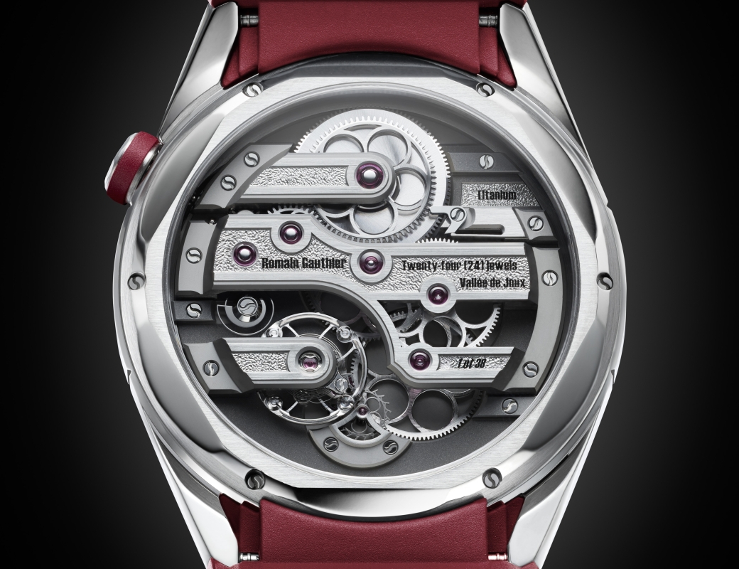 C by Romain Gauthier Titanium Edition Five with burgundy rubber strap, MON00542