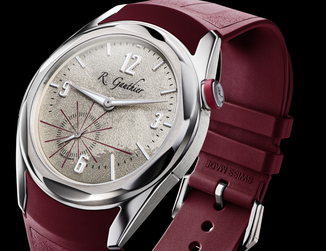 C by Romain Gauthier Titanium Edition Five with burgundy rubber strap, MON00542